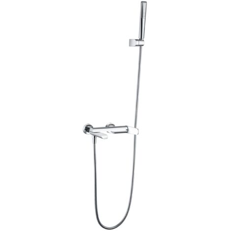 IMEX grifería cromada en latón y zama con tubo metálico 180 cm soporte ABS y cartucho cerámico 35 mm para banera y ducha Dinamarca Imex-BDR031-4 (1/4)