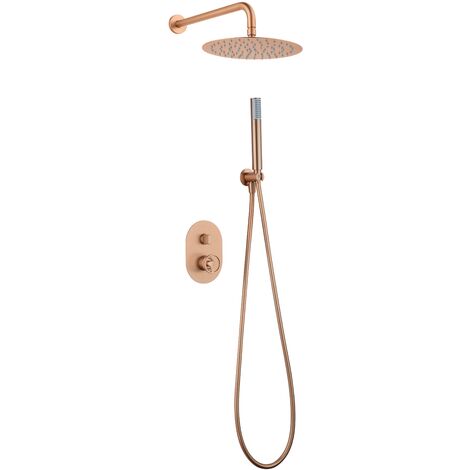 Conjunto ducha monomando empotrado Olimpo oro rosa cepillado (1/4)