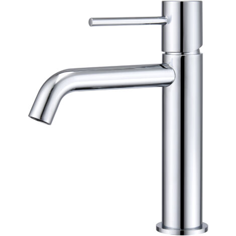 IMEX Grifería cromada en latón y zama con cartucho cerámico Ø26mm y tubos flexibles 38 para lavabo modelo Monza código Imex-BDM039-1
