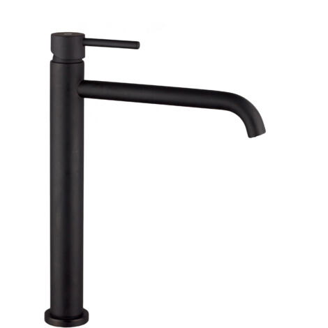 Grifo de Lavabo de Caño Alto Modelo SIRIO Fabricado en Latón Monomando Acabado en Negro (1/2)