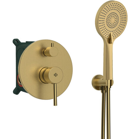Conjunto de Ducha Empotrado Modelo SIRIOEMPOTR-D Fabricado en Latón Termostático Acabado en Oro Pvd