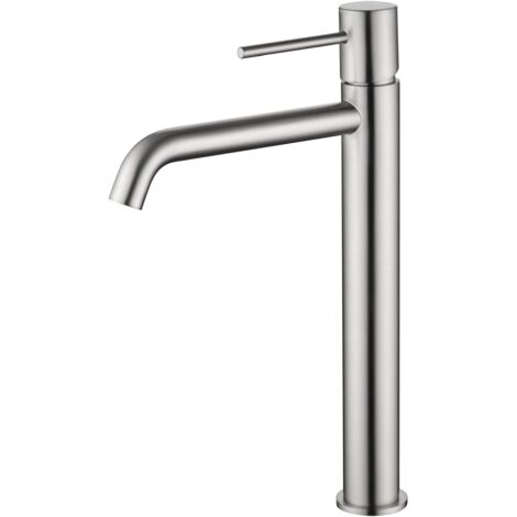 IMEX grifería para lavabo alto en níquel cepillado estructura de latón y zama cartucho cerámico Ø26 mm incluye set de 2 flexibles 3-8 para montaje fácil y rápido - modelo MONZA BDM039-3NQ