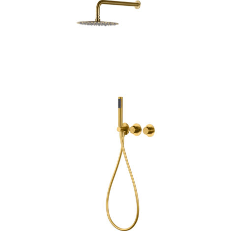 Conjunto ducha monomando empotrado Assen oro cepillado