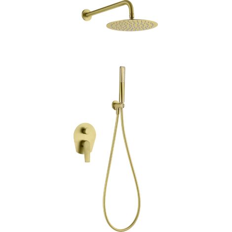 Conjunto ducha monomando empotrado Delos oro cepillado