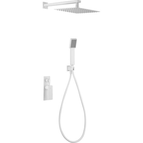 Conjunto ducha monomando empotrado Fiyi blanco mate