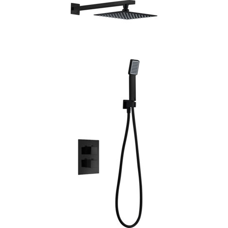 Columna de ducha termostática empotrada Cíes negro mate [ IMEX® ]