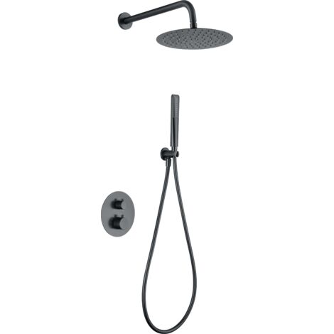 Conjunto ducha termostático empotrado Nápoles black gun metal