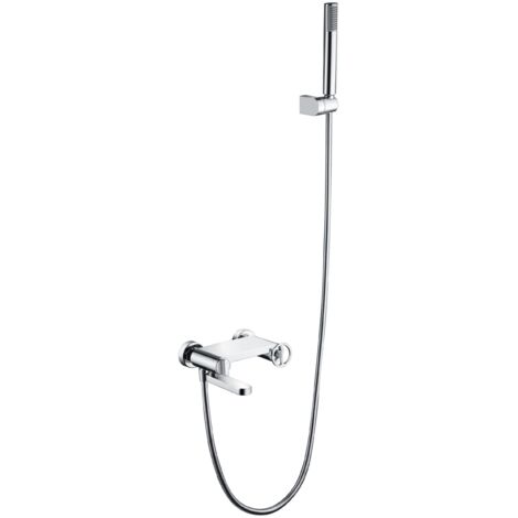 IMEX Set vasca-doccia monocomando cromado en latón y zama con tubo flexible PVC 180 cm soporte fijo y cartucho cerámico Ø35 mm modelo Olimpo Imex-BDC033-4 (1/3)