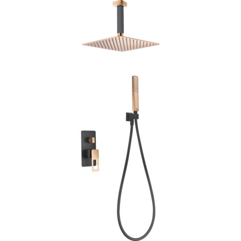 Conjunto ducha monomando empotrado Estocolmo negro IMEX BDES37-6NOR