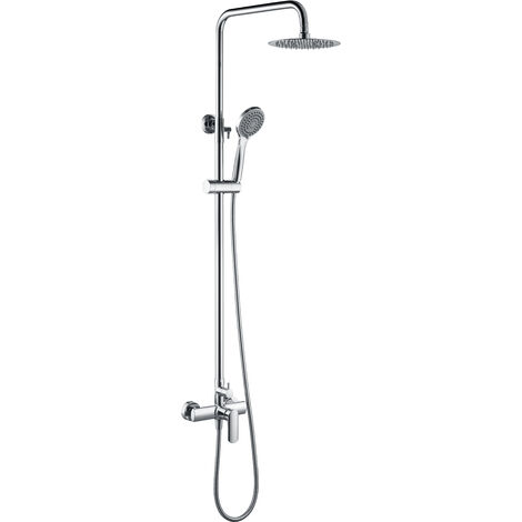 IMEX Set ducha monocomando serie URAL con cuerpo de latón cromado asta extensible rociador extraplano anticálcico acero y latón cromado Imex-BDG040 Ural