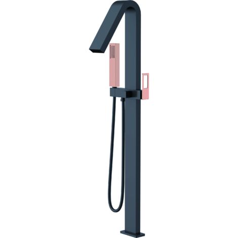 IMEX grifería para banera y ducha a suelo en acero y latón negro oro rosa cartucho cerámico 35mm tubo PVC manopla posición única caja de registro modelo SUECIA Imex-BBEC32-NOR (1/3)