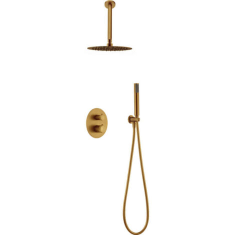 Columna de ducha termostática empotrada Top oro cepillado [ IMEX® ] (1/3)