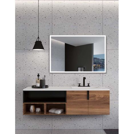 Ledimex - Espejo de baño Led cuadrado - de medida 70 x 80 cm - Iluminado por LED con IRC >80 – Sensor antivaho – Sensor on/off - Triled  – Modelo SUIZA