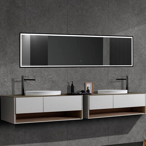 Espejo Led Rectangular Frontal Negro Nueva York Para Baños Modernos - LEDIMEX