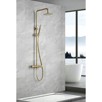 IMEX BTD038/OC LINE Conjunto de Ducha Termostático Color Oro Cepillado - ref: BTD038/OC