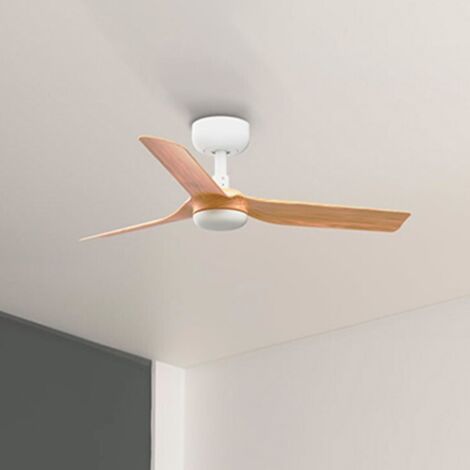 Faro MINI Petit ventilateur de plafond CC Punt, blanc et bois clair, 6 vitesses