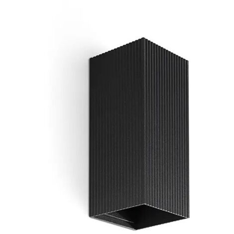 Applique murale cannelée noire carrée LUNE avec interrupteur 40566 (1/2)