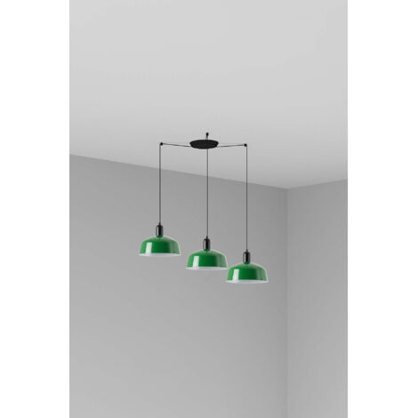 Faro Tatawin Suspension de taille moyenne, noir satiné, vert brillant, 3 ampoules E27