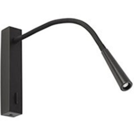 Faro Barcelona – Applique murale noire mat LED 3W – Hauteur 27,3 cm – Longueur 35,6 cm – Largeur 3,5 cm – 280Lm 3000K – 64319