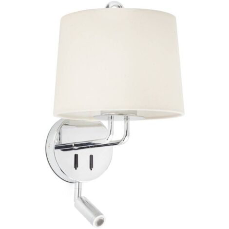Faro MONTREAL Chrome, abat-jour beige applique avec liseuse (1/4)
