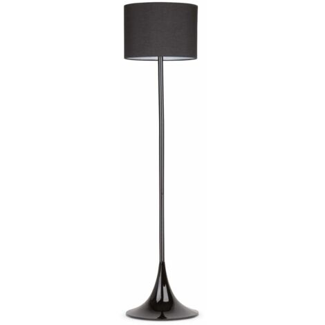 Faro - Lampadaire à 1 lumière noir avec abat-jour, E27 (1/6)