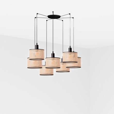 MAMBO Lampadaire noire/rotin ø210 7L 64314-47-7L (1/2)