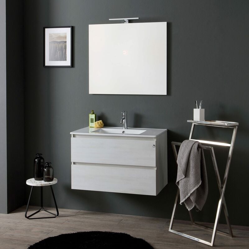 Kiamami Valentina Mueble de baño pared 80 cm con compartimientos y lavabo