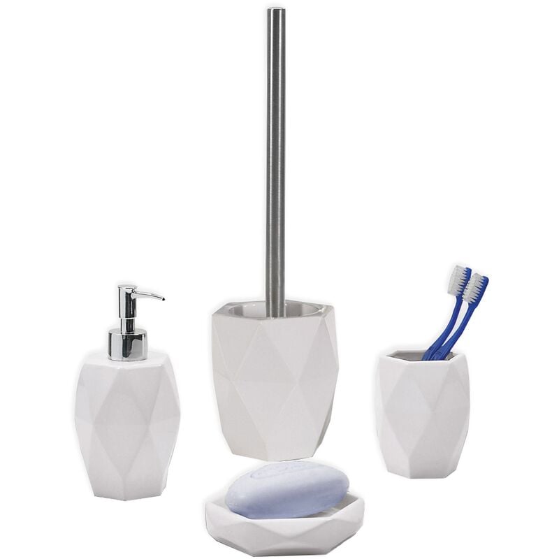 SET DE ACCESORIOS DE BAÑO 4 PCS. CERÁMICA BLANCA | BIANCOSPINO