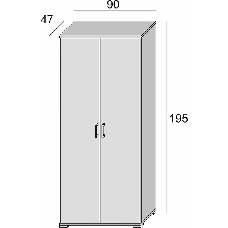 Armario multiusos alto 2 puertas mueble auxiliar color blanco Artik y gris  cemento almacenaje 182x80x37 cm