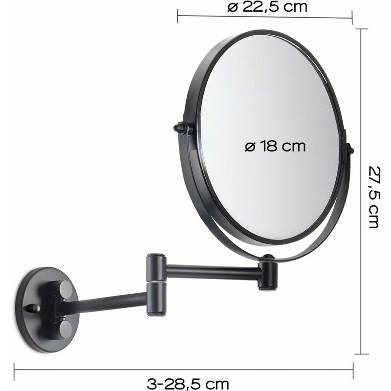 Espejo cosmético de aumento x5 negro