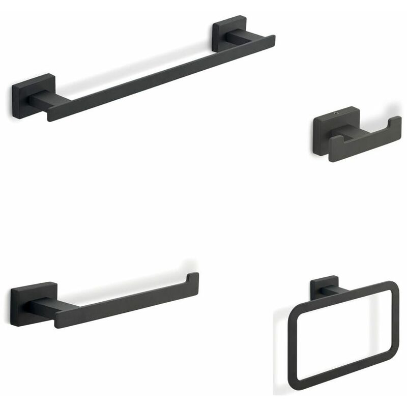 SET 3 ACCESORIOS DE BAÑO NEGRO MATE, NECESSARY