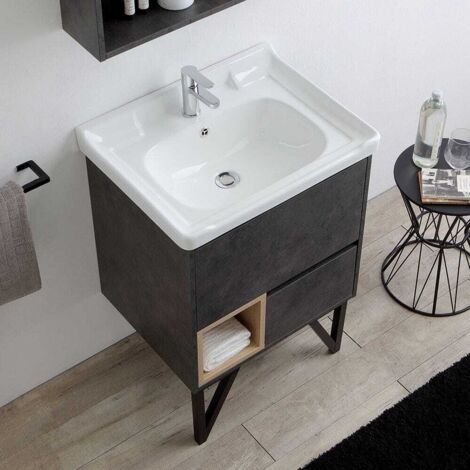Espejo Con Estantes Valentina – Roble Blanco Efecto Madera (76,9 Cm)