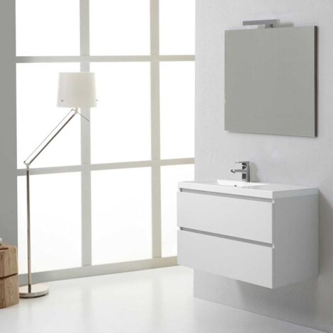 Mueble De Baño Manhattan 90 Cm Con Compartimientos A La Izquierda Blanco Bosque (1/5)