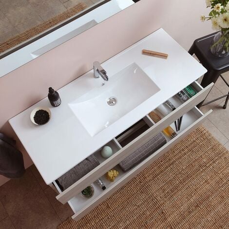 Mueble De Baño De Pared De 60 Cm Con Compartimiento Espejo Y Lavabo De  Roble Serie