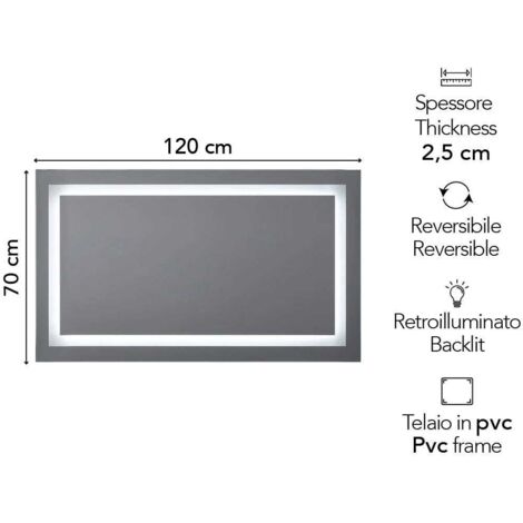 Espejo Baño Con Luz Espejo De Baño Reversible 90x70cm - Con