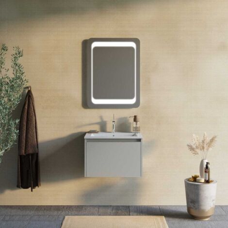 Mueble De Baño De 60Cm Color Arena, Lavabo Y Espejo De 60X80 Monaco (1/5)