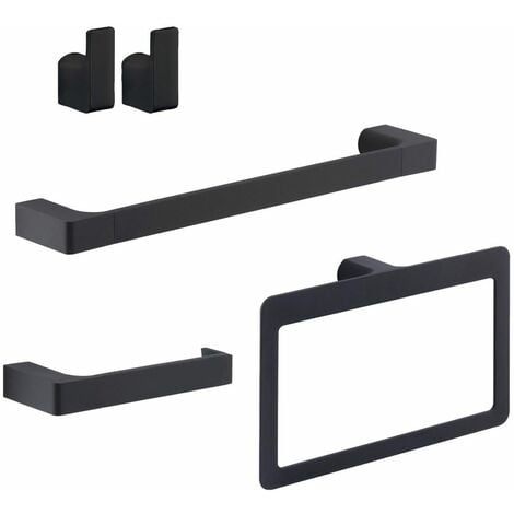 SET DE 5 ACCESORIOS DE PARED PARA EL BAÑO EN NEGRO MATE, NECESSARY