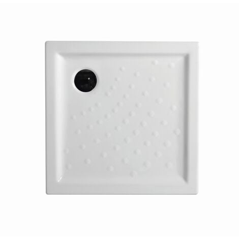 Plato de ducha cuadrado de cerámica blanca 80x80 de 6 cm de altura