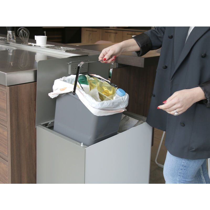ARREGUI Ecoclas CR201-E Meuble poubelle de recyclage en acier, poubelle de  tri sélectif, 2 seaux, 2 x 17 L (34 L), blanc