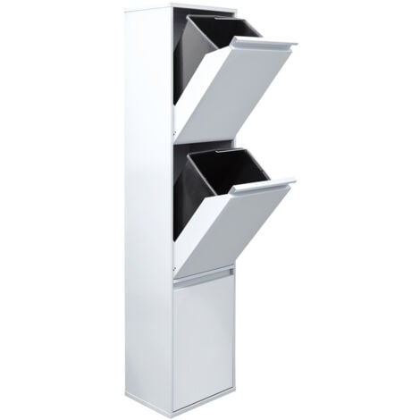 ARREGUI Basic Poubelle de recyclage en acier, poubelle de tri sélectif, 3 seaux, 3 x 17L (51L), Blanc CR301-B