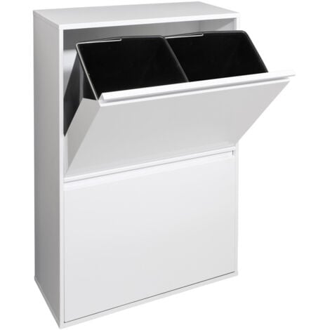 ARREGUI Basic Poubelle de recyclage en acier, poubelle de tri sélectif, 4 seaux, 4 x 17L (68L), Blanc CR601-B