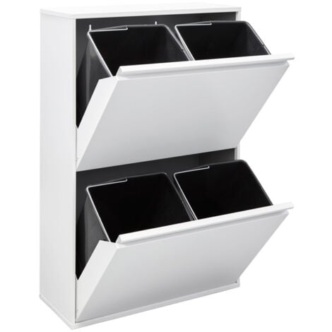 ARREGUI Basic Poubelle de recyclage en acier, poubelle de tri sélectif, 4 seaux, 4 x 17L (68L), Blanc CR601-B