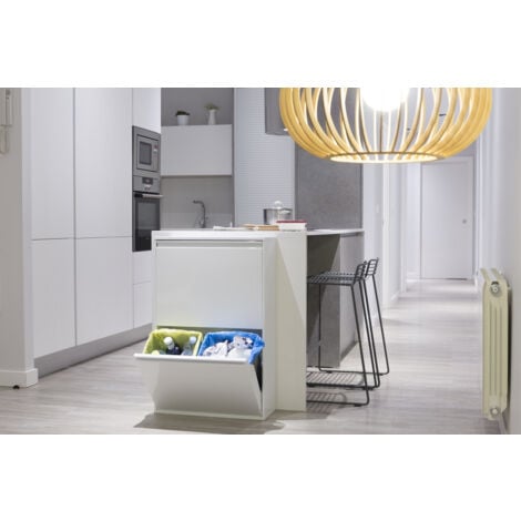 ARREGUI Basic Poubelle de recyclage en acier, poubelle de tri sélectif, 4 seaux, 4 x 17L (68L), Blanc CR601-B