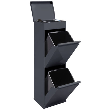 Arregui – Poubelle de tri sélectif 2 seaux 34L – Acier résistant à la corrosion – Système d’ouverture basculant – Plateau supérieur multifonction – CR224B (1/9)