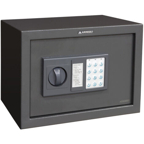 ARREGUI Class T25EB Coffre-fort en acier avec serrure électronique, clavier à code programmable, coffre-fort de sécurité pour la maison, avec clé d'urgence, 25 x 35 x 25 cm, 17 L (1/3)
