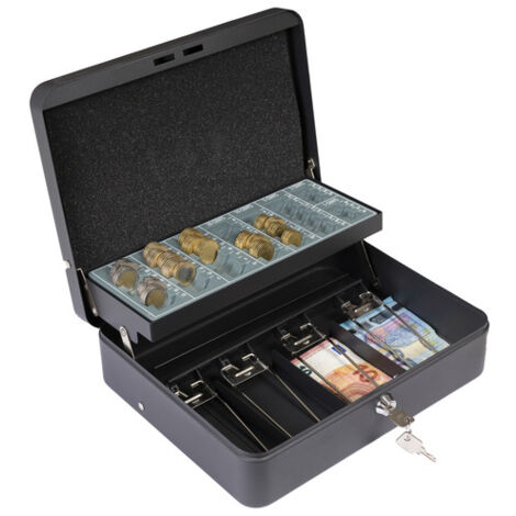 Arregui – Coffre-fort portatif 30 cm C9244EUR – Acier résistant aux chocs – Clé serreta avec 2 clés – Compartiments pour pièces et billets (1/5)