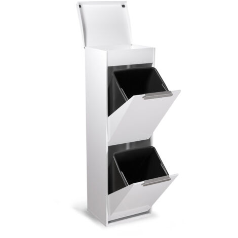 Arregui – Poubelle de tri sélectif en acier avec 2 seaux 2 x 17 L – Plateau supérieur multifonction – Dimensions 97,5 x 30,6 x 24,5 cm – CR221E