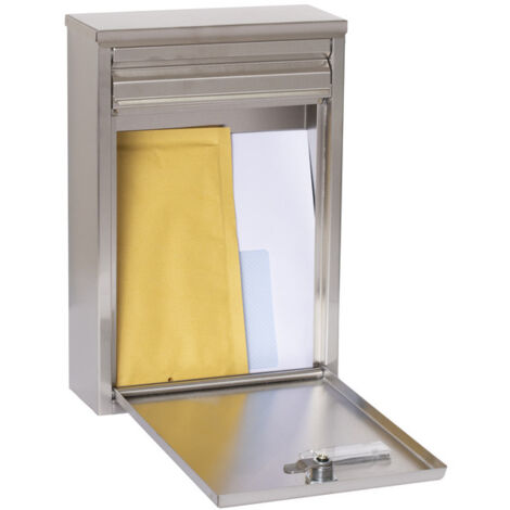 ARREGUI Zaguán E5757 Boîte aux Lettres en Acier Inoxydable, Taille S (Courrier format A5), Boîte aux Lettres Extérieure Individuelle, Avec Fente Arrière, Anticorrosion, Facile à Installer, Inox