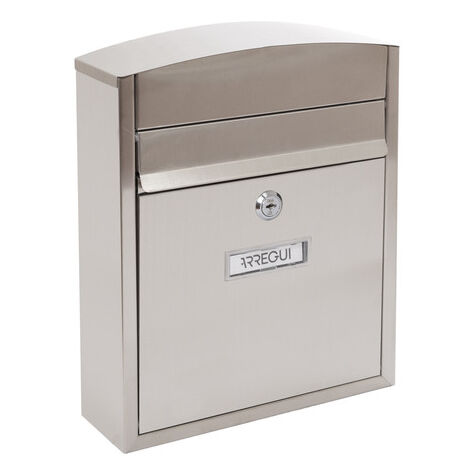 ARREGUI Compact Boîte aux Lettres en Acier, Taille S (Courrier format A5), Boîte aux Lettres Extérieure Individuelle, Boîte aux Lettres Murale, Anti-pluie, Facile à Installer, Inox E5737