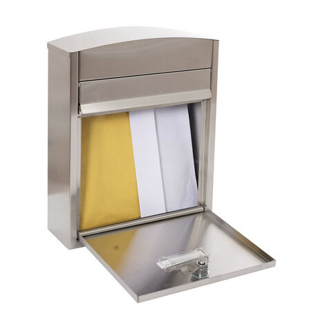 ARREGUI Compact Boîte aux Lettres en Acier, Taille S (Courrier format A5), Boîte aux Lettres Extérieure Individuelle, Boîte aux Lettres Murale, Anti-pluie, Facile à Installer, Inox E5737